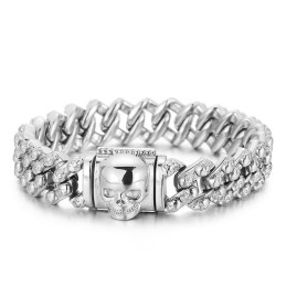 Pulsera Vintage De Titanio Con Calavera Electrochapada Para Hombre