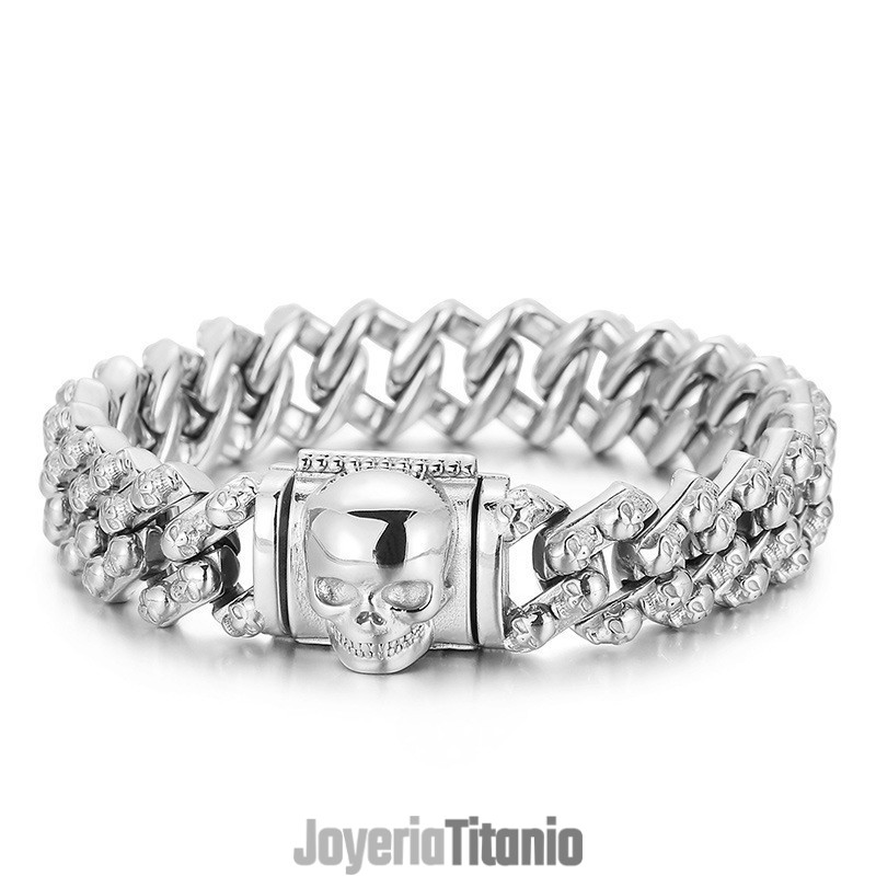 Pulsera Vintage De Titanio Con Calavera Electrochapada Para Hombre Pulsera Vintage De Titanio Con Calavera Electrochapada Para Hombre