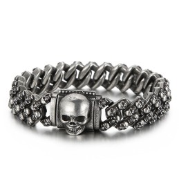 Pulsera Vintage De Titanio Con Calavera Multicolor Galvanizada Para Hombre
