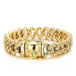 Pulsera Vintage De Titanio Con Calavera Multicolor Galvanizada Para Hombre
