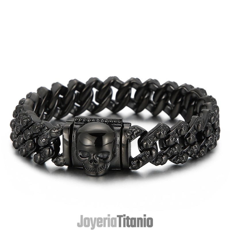 Pulsera Vintage De Titanio Con Calavera Multicolor Galvanizada Para Hombre