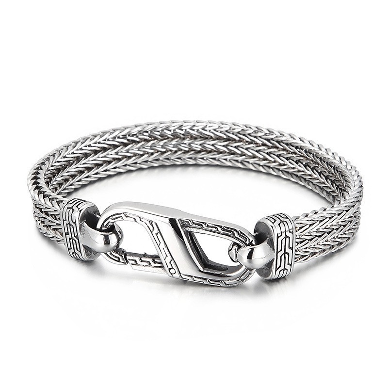 Pulsera De Titanio Con Diseño De Hueso De Dragón Vintage Para Hombre