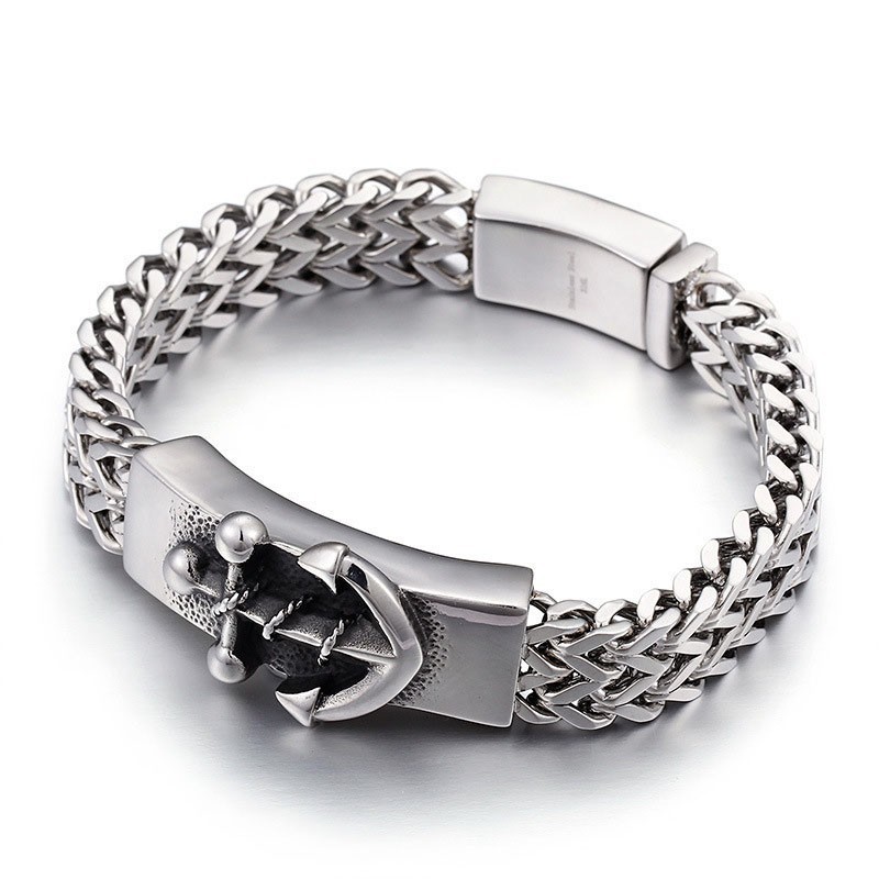 Pulsera De Titanio Con Ancla De Estilo Chic Para Hombre