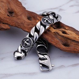 Pulsera De Titanio Con Cruz Redonda Y Estilo Chic Vintage Para Hombre