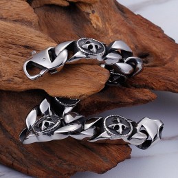 Pulsera De Titanio Con Cruz Redonda Y Estilo Chic Vintage Para Hombre