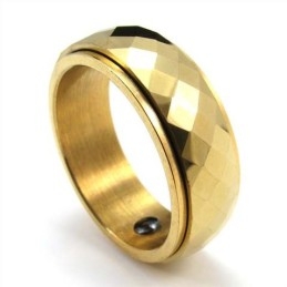 Anillo De Tungsteno Facetado Dorado De Nuevo Estilo