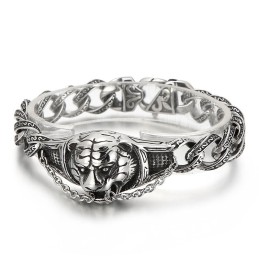 Pulsera De Titanio Vintage Con Diseño Exagerado De Cabeza De Tigre Curvada Para Hombre
