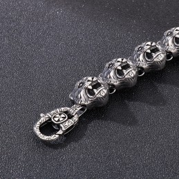 Pulsera De Titanio Con Cierre De Flor Y Cruz De Cabeza De Tigre Para Hombre