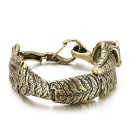 Pulsera Vintage De Titanio Con Tigre Dorado Antiguo Para Hombre