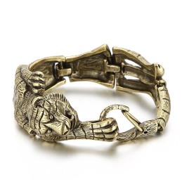 Pulsera Vintage De Titanio Con Tigre Dorado Antiguo Para Hombre