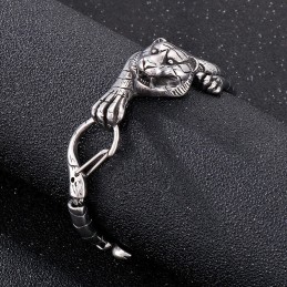 Pulsera De Titanio Con Tigre Dorado Antiguo Para Hombre
