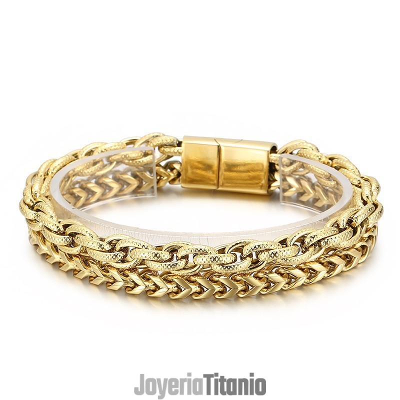 Pulsera De Titanio De Doble Capa Con Revestimiento Al Vacío Para Hombre