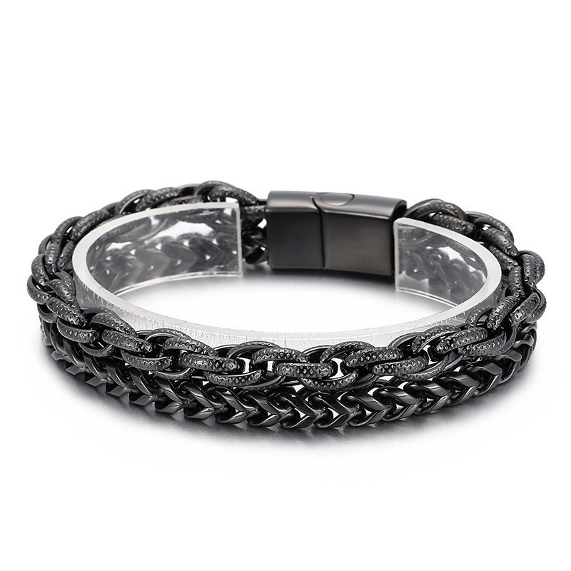 Pulsera De Titanio De Doble Capa Con Revestimiento Al Vacío Para Hombre