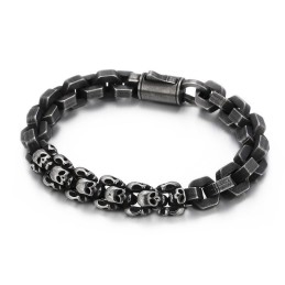Pulsera De Titanio Poligonal Con Calavera Empalmada Para Hombre