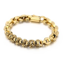 Pulsera De Titanio Poligonal Con Calavera Cosida Para Hombre
