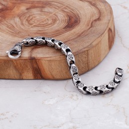 Pulsera De Titanio Con Diseño Retro De Flores Huecas Y Chic Para Hombre