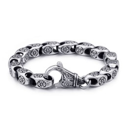Pulsera De Titanio Con Diseño Retro De Flores Huecas Y Chic Para Hombre