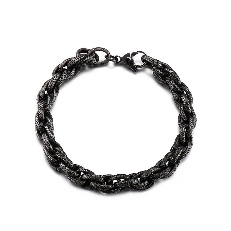 Pulsera De Titanio Con Cadena Gruesa De Estilo Hip Hop Con Diseño De Puntos Negros Retro Para Hombre Pulsera De Titanio Con Cadena Gruesa De Estilo Hip Hop Con Diseño De Puntos Negros Retro Para Hombre