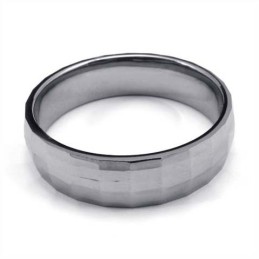 Anillo De Tungsteno Facetado De Moda