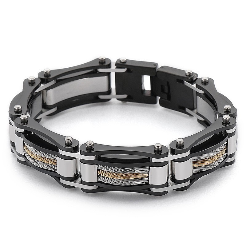 Pulsera De Titanio Estilo Motociclista Para Hombre Con Cadena Giratoria De Rock Hip-Hop Pulsera De Titanio Estilo Motociclista Para Hombre Con Cadena Giratoria De Rock Hip-Hop