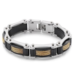 Pulsera De Titanio Estilo Motociclista Para Hombre Con Cadena Giratoria De Rock Hip-Hop