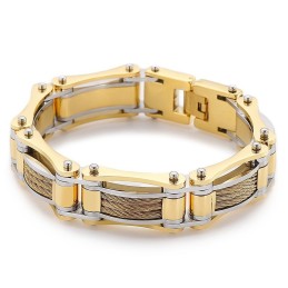 Pulsera De Titanio Estilo Motociclista Para Hombre Con Cadena Giratoria De Rock Hip-Hop
