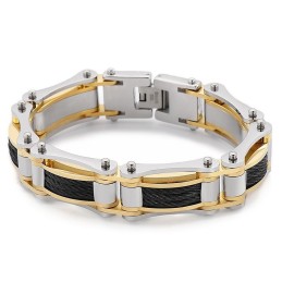 Pulsera De Titanio Estilo Motociclista Para Hombre Con Cadena Giratoria De Rock Hip-Hop