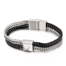 Pulsera De Titanio Para Hombre Con Cadena Tejida De Quilla Colorida De Doble Capa Tide Hip-Hop
