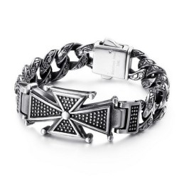 Pulsera De Titanio Con Circonitas Y Cruz De Calavera Genial