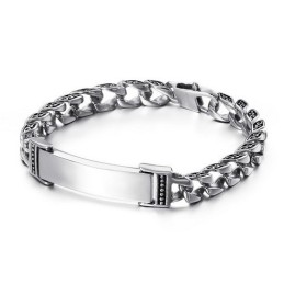 Pulsera De Titanio Con Circonitas Y Cruz De Calavera Genial