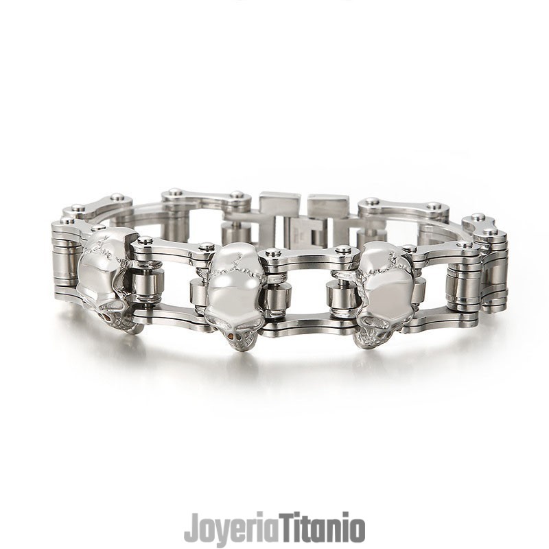 Pulsera De Titanio Con Calavera Ciclista Para Hombre Pulsera De Titanio Con Calavera Ciclista Para Hombre