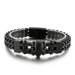 Pulsera De Titanio Con Calavera De Hip Hop Para Hombre