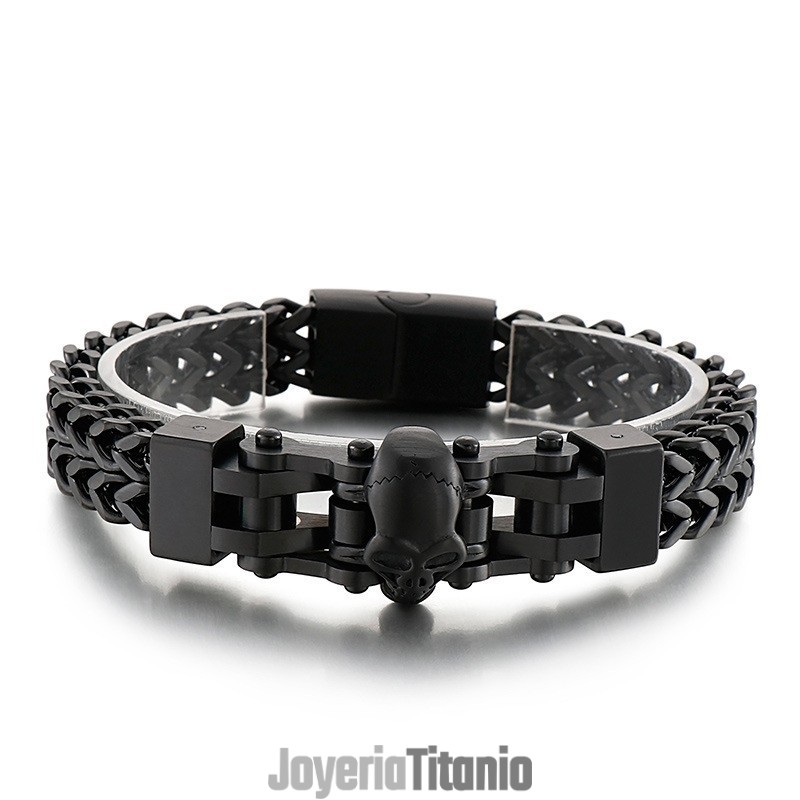 Pulsera De Titanio Con Calavera De Hip Hop Para Hombre
