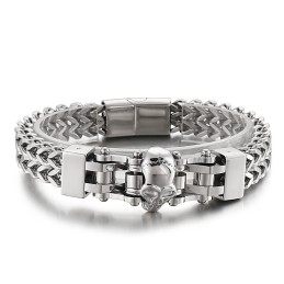 Pulsera De Titanio Con Calavera De Hip Hop Para Hombre