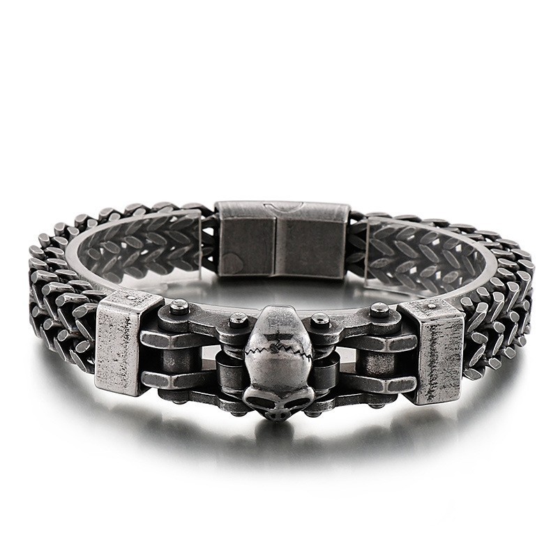 Pulsera De Titanio Con Calavera De Hip Hop Para Hombre