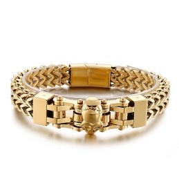 Pulsera De Titanio Con Calavera De Hip Hop Para Hombre
