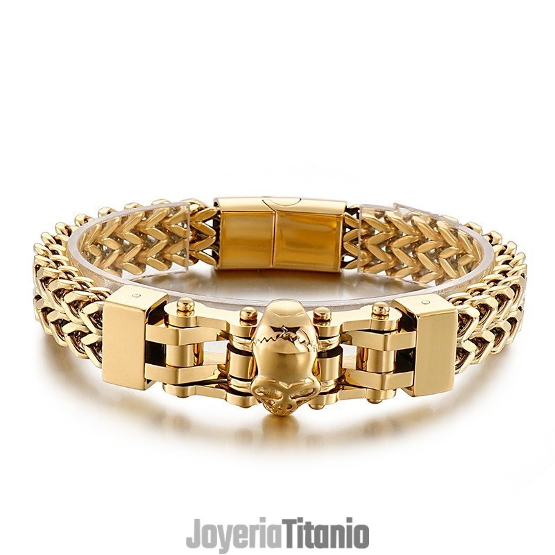 Pulsera De Titanio Con Calavera De Hip Hop Para Hombre