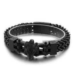 Pulsera De Titanio Con Diseño De Cabeza De Lobo Para Hombre, Estilo Hip Hop, Moderna Y Moderna.