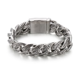 Pulsera De Titanio Vintage Con Diseño De Flores Para Hombre