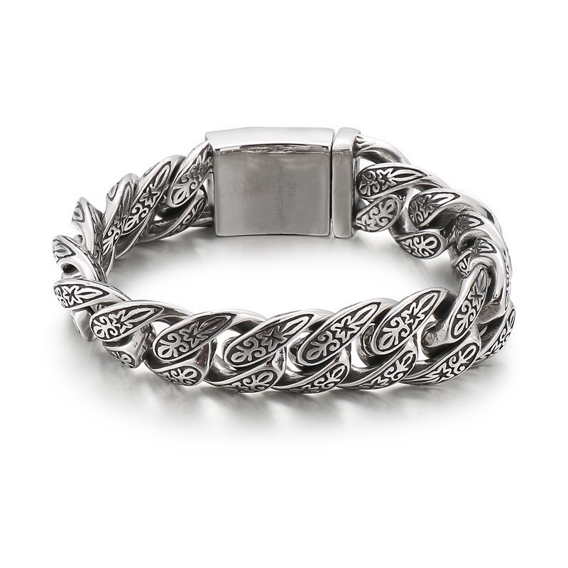 Pulsera De Titanio Vintage Con Diseño De Flores Para Hombre Pulsera De Titanio Vintage Con Diseño De Flores Para Hombre