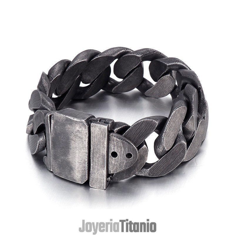 Pulsera De Titanio Negro De Moda Para Hombre