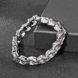 Pulsera De Titanio Para Hombre Con Diseño De Flor, Estilo Retro Pop, Rock, Hip Hop
