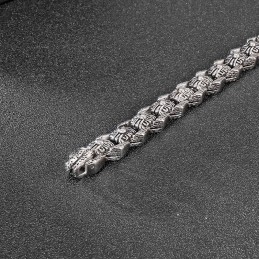 Pulsera De Titanio Para Hombre Con Diseño De Flor, Estilo Retro Pop, Rock, Hip Hop