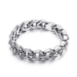 Pulsera De Titanio Para Hombre Con Diseño De Flor, Estilo Retro Pop, Rock, Hip Hop