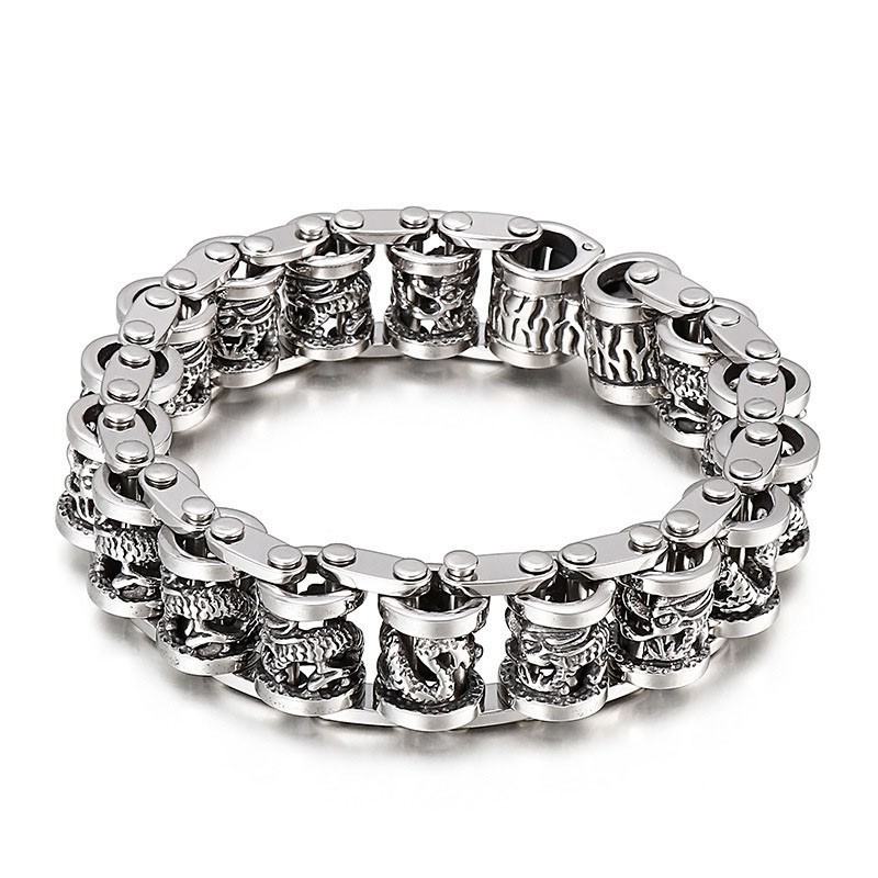 Pulsera De Titanio Con Cadena De Bicicleta De Dragón Retro Para Hombre Pulsera De Titanio Con Cadena De Bicicleta De Dragón Retro Para Hombre