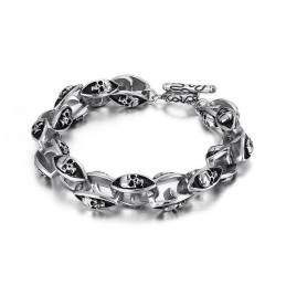 Pulsera De Titanio Con Calavera Doble Estilo Rock Hip Hop Para Hombre