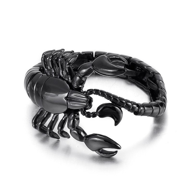 Pulsera De Titanio Con Diseño De Escorpión Negro Para Hombre Pulsera De Titanio Con Diseño De Escorpión Negro Para Hombre