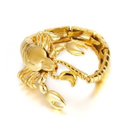 Pulsera De Titanio Con Escorpión Dorado Para Hombre