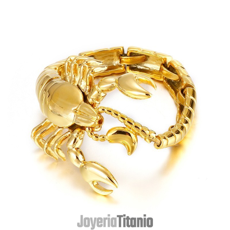 Pulsera De Titanio Con Escorpión Dorado Para Hombre Pulsera De Titanio Con Escorpión Dorado Para Hombre