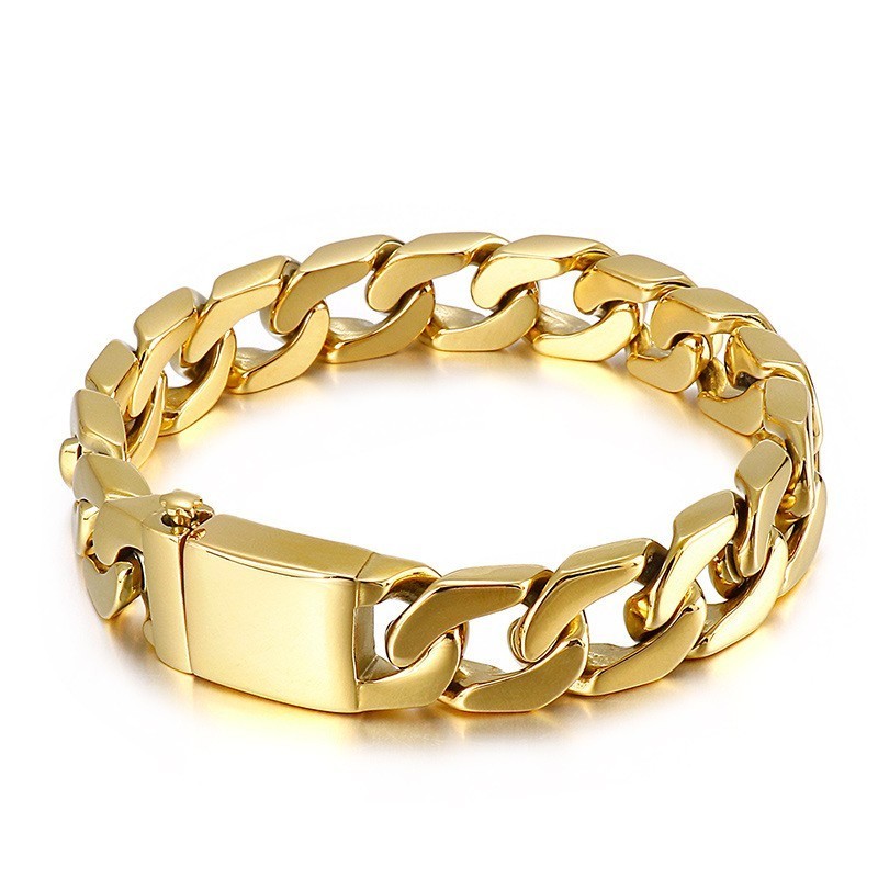 Pulsera De Titanio Y Bronce Para Hombre, Estilo Hip Hop Pulsera De Titanio Y Bronce Para Hombre, Estilo Hip Hop